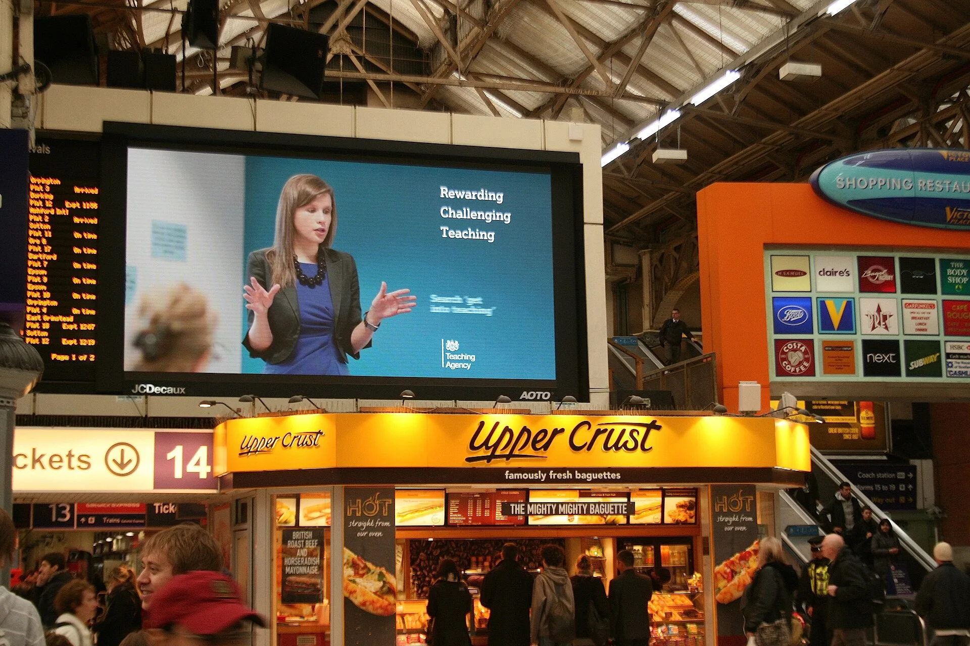 TV media advertising at London Victoria station.